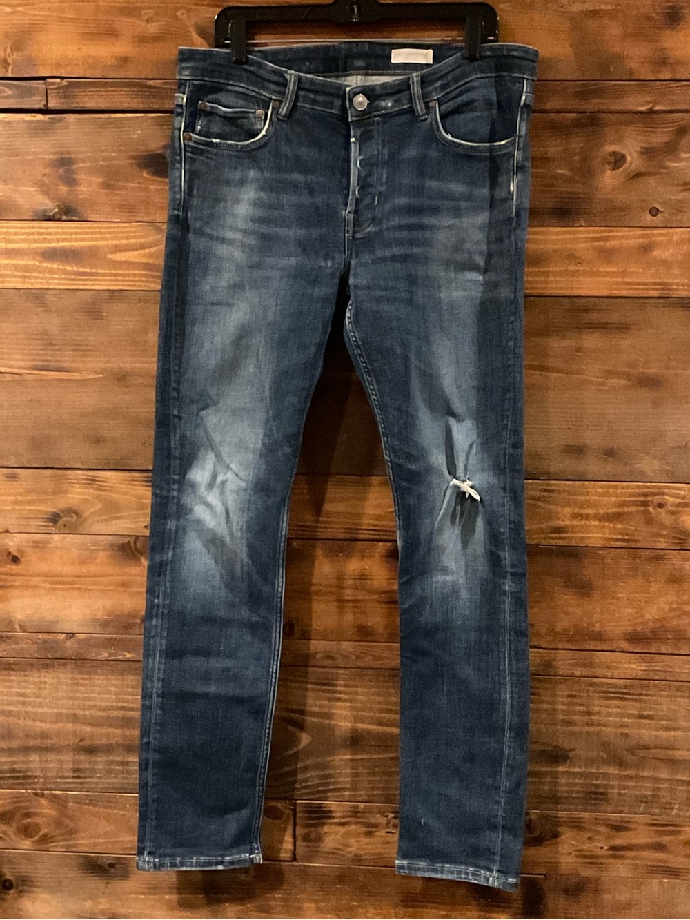 ALL SAINTS Men's Straight Leg Distressed Blue Denim Jeans 36x31